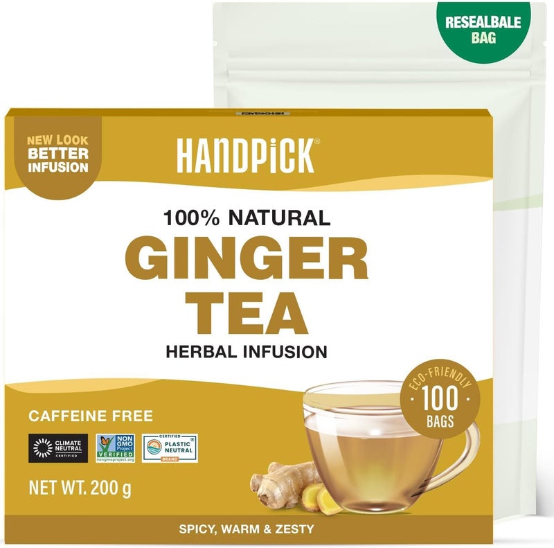 HANDPICK 100% Natural Ginger Tea Bags - Image 1